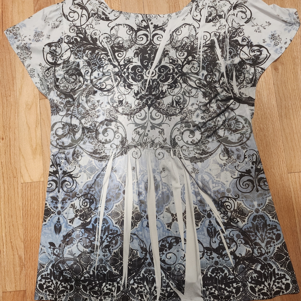 Apt. 9 Black and White Short Sleeve Top - Picture 2 of 3